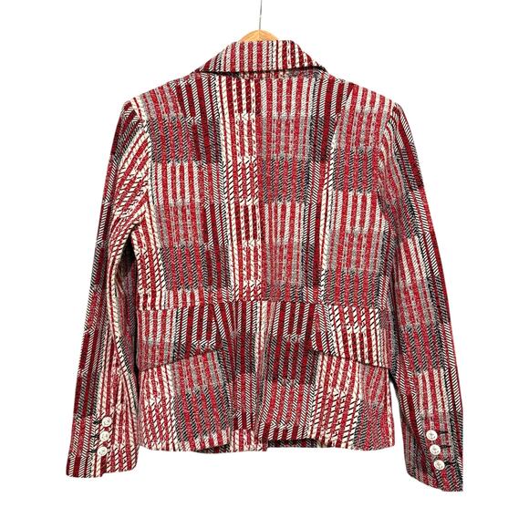 Cabi Red Plaid Blazer Jacket Womens M #6028 Button Front Classic Anchors Preppy - Picture 10 of 10